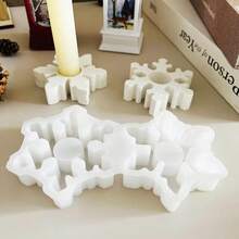 Khuôn xi măng nến hình bông tuyết Giáng sinh Khuôn Giáng sinh Khuôn thạch cao nến hình bông tuyết DIY Khuôn nhựa đựng nến Tealight - trắng - Xem 3