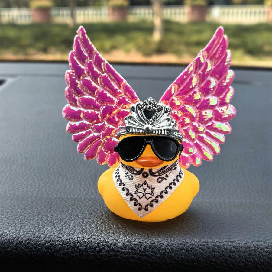 1pc Cute & Cool Duck Shaped Car Ornament Decoration - Yellow - View 1