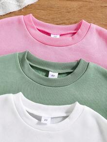 3pcs/Set Toddler Cartoon Printed Warm Crew Neck Sweatshirts - Multicolor - View 3