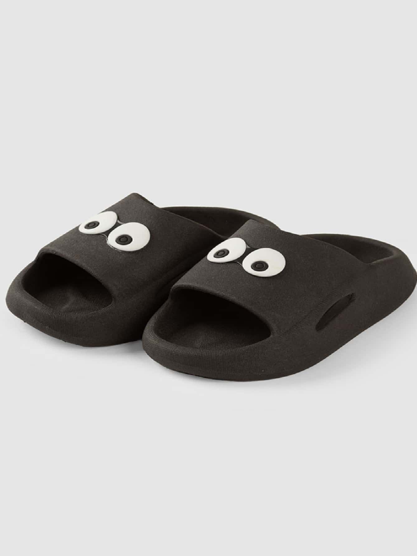 Children's Cloud Flip Flops With Little Eyes - 黑色 - 查看 1