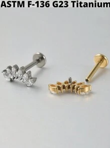 1 件榄尖形锆石 G23 纯钛耳钉 16G 内螺纹 Cz 花形耳轮耳屏穿孔珠宝情人节、妈妈、母亲、母亲节、礼物 - 如圖 - 查看 4