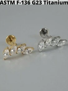 1 件榄尖形锆石 G23 纯钛耳钉 16G 内螺纹 Cz 花形耳轮耳屏穿孔珠宝情人节、妈妈、母亲、母亲节、礼物 - 如圖 - 查看 7