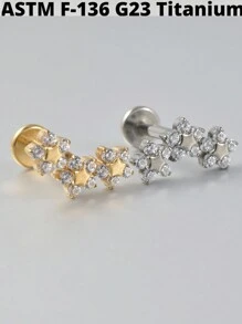 1 件榄尖形锆石 G23 纯钛耳钉 16G 内螺纹 Cz 花形耳轮耳屏穿孔珠宝情人节、妈妈、母亲、母亲节、礼物 - 如圖 - 查看 3