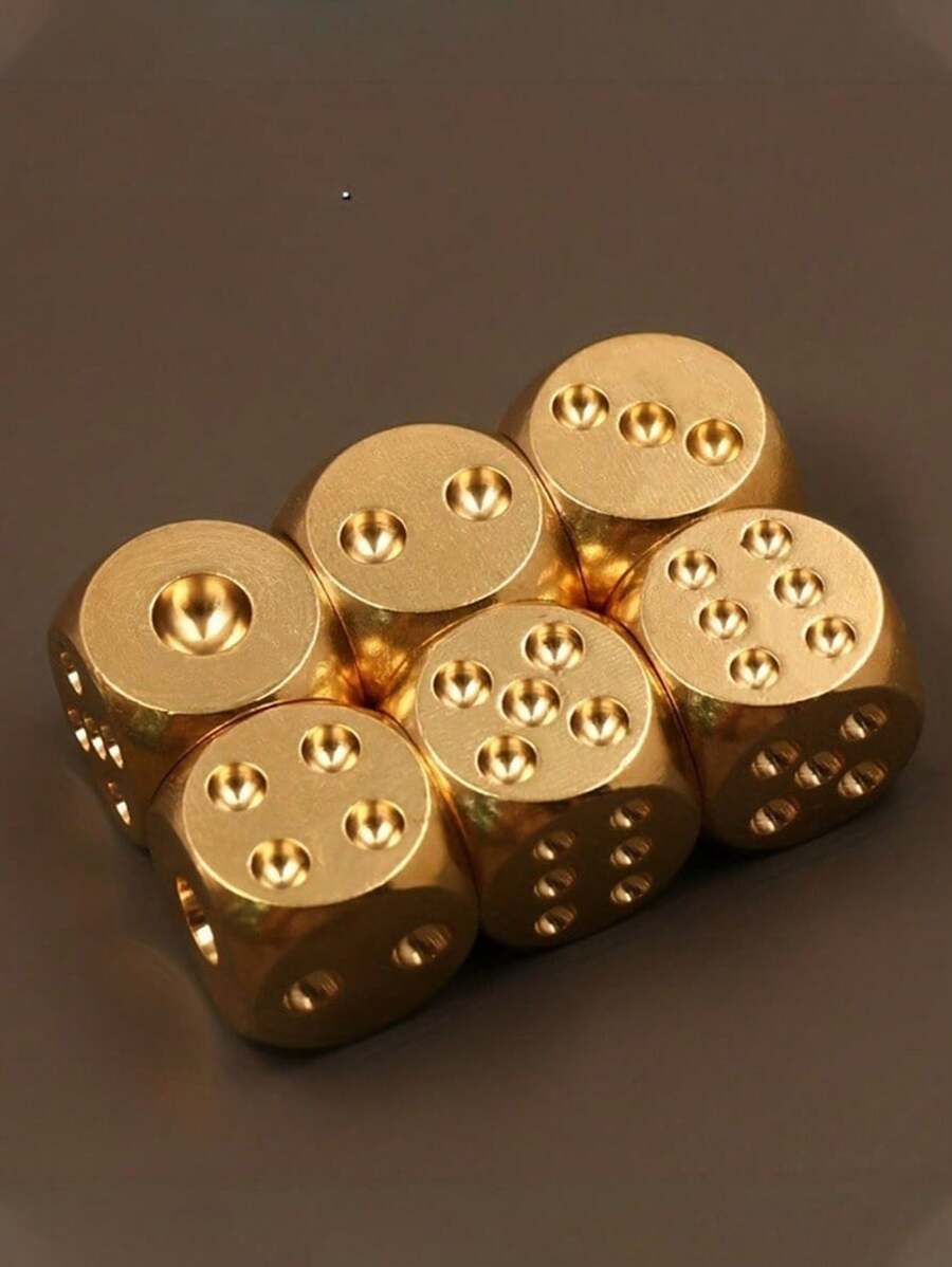 1 con xúc xắc kim loại đồng thau 6 mặt, đồ chơi trò chơi Poker Party, xúc xắc trò chơi cờ bàn và quà tặng Giáng sinh - Nhiều màu - Xem 1