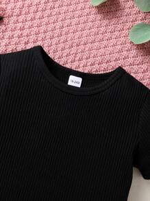 Conjunto de 2 peças/jovem menina elegante doce fofo listra sólida camiseta e borboleta estampado babados jeans macacão roupa casual diária festa de feriado