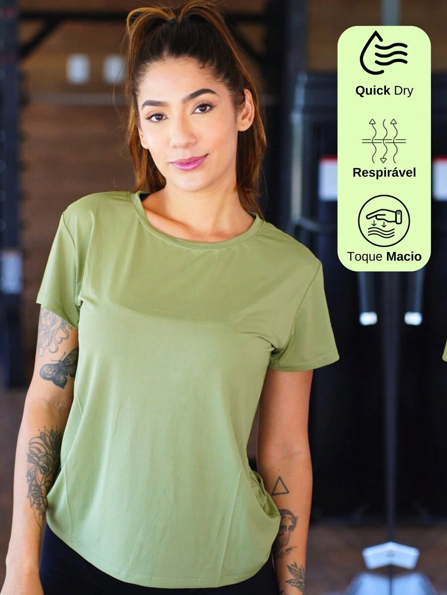 Breathable And Quick-Drying Fitness T-Shirt - Soft Touch - Màu xanh Ô liu - Xem 1
