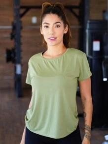 Breathable And Quick-Drying Fitness T-Shirt - Soft Touch - Màu xanh Ô liu - Xem 4
