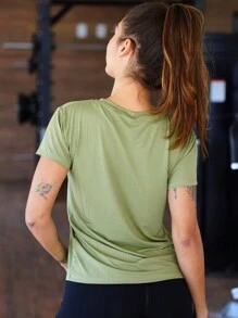 Breathable And Quick-Drying Fitness T-Shirt - Soft Touch - Màu xanh Ô liu - Xem 2