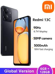 Xiaomi 全球版本 Redmi 13C 6+128GB MTK Helio G85 八核 50MP Al 三摄像头 5000mAh 电池 6.74 英寸 90Hz 显示屏 MIUI 14 - 黑色 - 查看 1