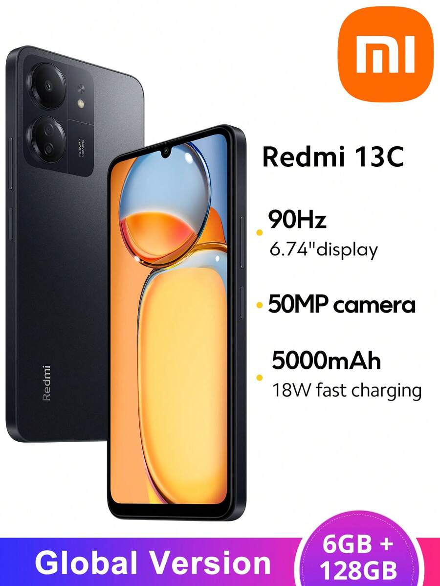 Xiaomi 全球版本 Redmi 13C 6+128GB MTK Helio G85 八核 50MP Al 三摄像头 5000mAh 电池 6.74 英寸 90Hz 显示屏 MIUI 14 - 黑色 - 查看 1