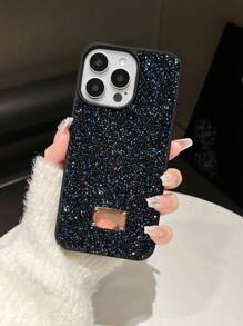 1 件水钻闪亮防震二合一手机壳，带钢化玻璃屏幕保护膜，适用于 15 Pro Max/S24 超防水防摔防刮 - 黑色 - 查看 5