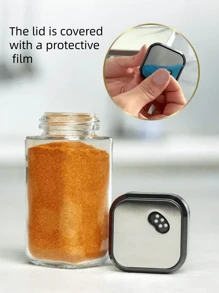 Zestaw 4 pojemników na przyprawy, hermetyczne szklane pojemniki, łatwe do mycia, zachowujące smak i aromat, idealne do przechowywania w kuchni, można myć w zmywarce, przezroczyste szkło, pokrywki ze stali nierdzewnej, nowoczesny, niezbędny element organizacji kuchni, prezent świąteczny