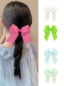 5/10/20 件燕尾长飘带发夹，可爱纯色蝴蝶结发夹，儿童女孩配饰，日常佩戴，理想礼物（颜色随机）爱情情人节