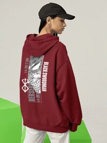 Blusa Moletom Guts Anime Blackswordman CANGURU 2493 - bordô - Visão 7