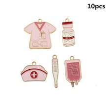 5pcs/10pcs Mixed Nurse Medical Themed Charms Pendant Jewelry: Medicines, Thermometer, Clothing, Hat, For DIY Necklace, Bracelet, Keychain Craft - Zinc Alloy Enamel Pendants - Nurse Series Pendant - View 18