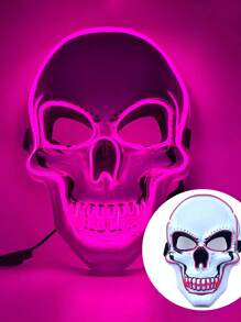 Rave Halloween Mask LED Light Up Scary Mask Spooky Skull Mask Cosplay Skeleton Mask, Adjustable Size Multiple Glow Modes Green Glow For Party Gift, Performance Show, Festival, Cosplay Supplies, Adult, Men, Women Halloween Party, Glowing In The Dark(Product Does Not Include Batteries, Requires 2 AA Batteries To Provide Power), The Product Is Made By Hand-Gluing, There May Be Traces Of Glue In The Details Which Will Not Affect The Use Of The Product, Please Place The Order With Caution