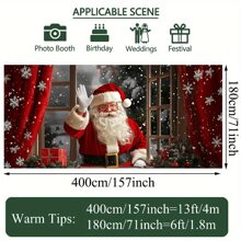 1pc,Santa Claus Greeting Garage Door Cover, Polyester Christmas Entryway Decor, Outdoor Hanging Festive Scene Without Electricity, Weather-Resistant Holiday Wall Backdrop,Christmas