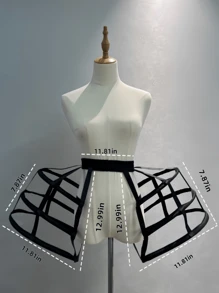 1pc Women's Black & White Baroque Style 3-Layer Hollow Bird Cage Skirt Petticoat With Rococo Fish Bone Ruffles, Cosplay Underskirt Fall Clothes For Women