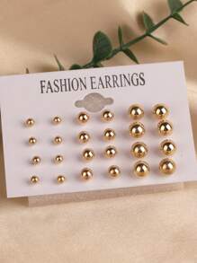 12 Pairs Shiny Rhinestone Earring Set, Elegant Earrings, Versatile Geometric Six Claw Rhinestone Design, With Cards, Suitable For Daily Wear, Gift Giving, And Party Gifts - Multicolor - View 6