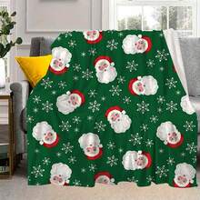 1 件圣诞老人和雪花图案柔软毛绒毯子，圣诞节/感恩节礼物，温暖舒适，数码印刷，四季使用，适合朋友和家人，多用途用于沙发、办公室午睡、卧室、宿舍 - 彩色 - 查看 8