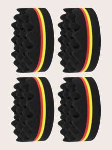 2 Pcs Small And Big Hole Hair Sponge, Wave Shaped Hair Brush, Hair Brush Sponge For Twist Dreads Locking Afro Curl Brush Barber,Curly Hair Sponge Wave Hairstyle Care Tool Hair Care Brush For Curls, Free Style Wave Hair Sponge Brush,Hair Care Tool,Men&Women - Multicolor - View 12