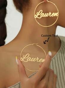 Pendientes con aro personalizados con nombre personalizado, joyería de letra de acero inoxidable con estilo hip-hop lujoso, hipoalergénicos, duraderos y de larga duración, regalo único perfecto para el Día de la Madre, boda, fiesta, cumpleaños y aniversario, Navidad