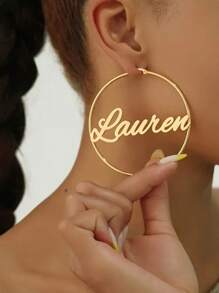 Pendientes con aro personalizados con nombre personalizado, joyería de letra de acero inoxidable con estilo hip-hop lujoso, hipoalergénicos, duraderos y de larga duración, regalo único perfecto para el Día de la Madre, boda, fiesta, cumpleaños y aniversario, Navidad