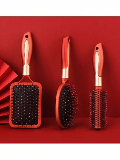 1件/3件/4件套防静电按摩椭圆形发梳，圆形通风发梳，弹性柔软刷毛，适用于长发、浓密发、卷发、波浪发和受损发质。发梳、梳子、美发工具、美发产品及配件，适用于理发店、美容院、旅行、返校季、度假旅行等场合。女士美发配件，包括：梳子、发刷、梳子、解结梳、木梳、迷你发梳、解结梳、卷发梳、美发设备、旅行必备品、发型、美发、发梳、背梳、造型梳、卷发梳、边缘梳、梳子、梳头、发梳套装、梳头、卷发梳、解结梳、女士发梳、头发、旅行、美发产品、美发工具、美发用品、理发师、理发师配件、理发店、美发设备。
