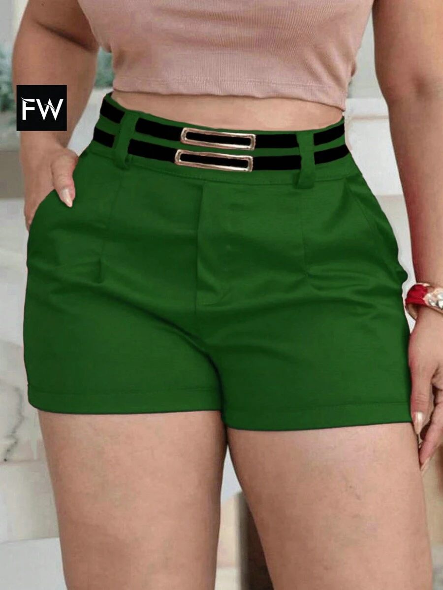 FW Modas Shorts With Leather Belt Tailored Fabric (Linen) With Belt 2023 - 綠色 - 查看 1