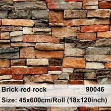 1卷 3D 复古红砖装饰壁纸 PVC 背景墙自粘壁纸即撕即贴餐厅酒吧壁纸翻新贴纸，砖红色岩石家居装饰壁纸 17.7 英寸 X 118.11 英寸，翻新贴纸撕下墙板，墙纸，壁纸，春季装饰物品刷新您的家，节日装饰贴纸礼物生日毕业 - 紅色 - 查看 3
