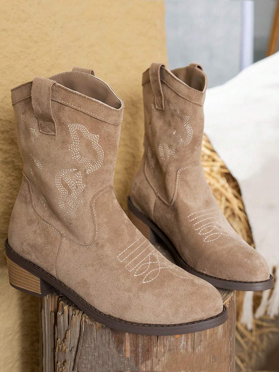 Women's Fashion Chelsea Short Boots, Vintage Western Boots, New 2024