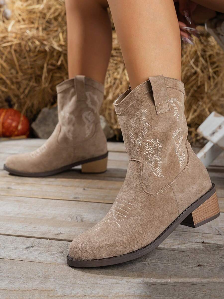 Women's Fashion Chelsea Short Boots, Vintage Western Boots, New 2024
