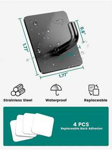 Edelstahl Haken ohne Bohren, starker Klebe-Bademantel- und Handtuchhaken, Wand-Schlüssel-Hänger, Badezimmer- und Küchenzubehör, Halter, Kleiderständer, rostfreie Dusch-Hängevorrichtung, nagel-freier, kleiner Haken-Organizer