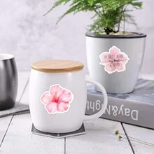 50 张粉色 Preppy 贴纸乙烯基美学贴纸，适用于剪贴簿、日记、笔记本电脑、保险杠、滑板、水瓶、电脑、手机、卡通、安全帽、汽车贴纸和贴花 - 粉色 - 查看 7