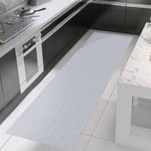 Gray Non-Slip Runner Rug 1.30m X 45cm For Kitchen Bathroom Geometric Corridor Handmade 100% Cotton - Xám - Xem 2