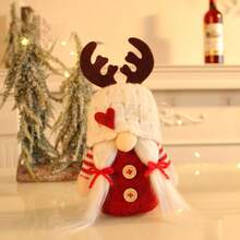 1 件针织帽装饰鹿角装饰鲁道夫无脸雕像桌面装饰派对装饰道具节日庆祝和家庭聚会露营节日庆祝生日派对茶会婚礼新娘送礼会生日礼物情人节家庭办公室派对感恩节礼物精美工艺品时尚搭配圣诞节万圣节 - 彩色 - 查看 8