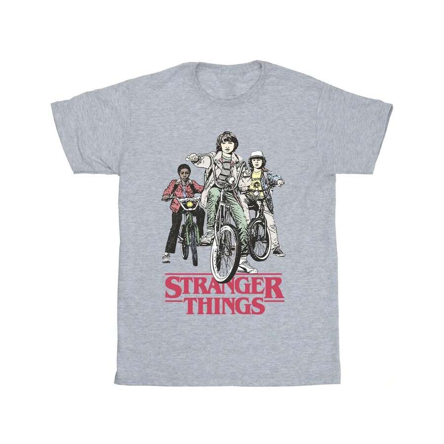 Netflix Boys Stranger Things Retro Bikers T-Shirt (Sports Grey) - Grey - View 1