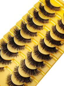 HBZGTLAD 10 对柔软蓬松自然的 3D 水貂假睫毛化妆套装 - 水貂睫毛延长短睫毛条睫毛、睫毛、睫毛、假睫毛 - 眼尾拉長款 - 查看 5