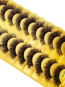 HBZGTLAD 10 对柔软蓬松自然的 3D 水貂假睫毛化妆套装 - 水貂睫毛延长短睫毛条睫毛、睫毛、睫毛、假睫毛 - 眼尾拉長款 - 查看 2