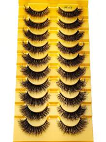 HBZGTLAD 10 对柔软蓬松自然的 3D 水貂假睫毛化妆套装 - 水貂睫毛延长短睫毛条睫毛、睫毛、睫毛、假睫毛 - 眼尾拉長款 - 查看 6