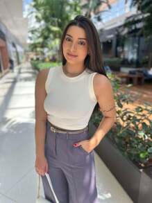 Premium Basic Blouse White Cream Camel Black Gray - Cream - View 2