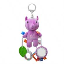 卡通动物毛绒悬挂摇铃婴儿感官音乐玩具，带镜子、皱纹、吱吱声和牙胶，可移动的悬挂娃娃，适合早期发育，婴儿车感官探索音乐婴儿娃娃，婴儿床、汽车座椅的柔软摇铃悬挂毛绒娃娃，婴儿摇铃，新生儿柔软毛绒彩色婴儿娃娃，适合男孩和女孩，带 BB 声音的婴儿摇铃（颜色随机） - 彩色 - 查看 15