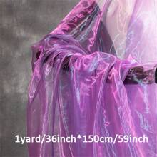 1pc Iridescent Ombre Organza Fabric, Soft Tulle Fabric For Stage Backdrop, DIY Craft, Apparel - 59inch Width X 36/108/180inch Length (20gsm/Sqm) - Multicolor - View 8