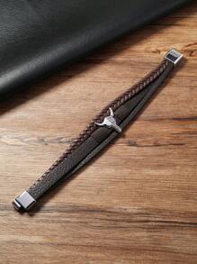 1pc Men's Western Cowboy Bull Head Bracelet, Simple Style Wrist Ornament - Silver - View 5