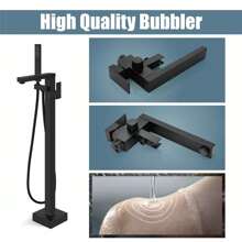 Freestanding Bathtub Faucet Bathtub Filler Floor Standing Bathtub Faucet Single Handle Brass Faucet High Flow Shower Faucet With Hand Shower Rust-Proof Surface - Matte Black - View 3