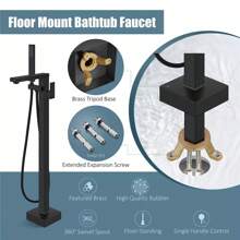 Freestanding Bathtub Faucet Bathtub Filler Floor Standing Bathtub Faucet Single Handle Brass Faucet High Flow Shower Faucet With Hand Shower Rust-Proof Surface - Matte Black - View 4