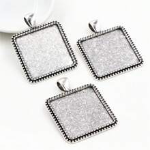 4pcs Square Pendant Blank Cabochon Base Setting Fits 25mm Zinc Alloy Bezel Tray DIY Jewelry Making Accessories Findings