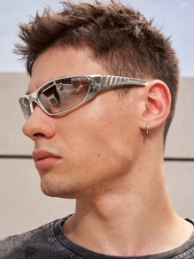 1pc Silver Metal Full Rim Retro Futuristic Hollow Sidearm Design Breathable Frame Casual Bohemian Punk Square Classic Unisex Fashion Glasses Beach Accessories Glasses Shades Looks Street Style And Suit For Sweater Jacket Sweatshirt Hoodie Leather Pants And Cargo Pants For Summer Beach Vacation,Outdoor,Travel - Multicolor - View 2