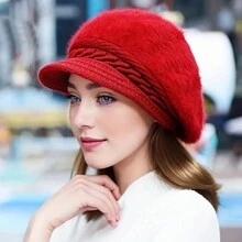 Mũ len lông thỏ giả ấm áp có vành - Mũ mùa đông dày, ấm áp dành cho phụ nữ | Hoàn hảo cho Giáng sinh và các hoạt động ngoài trời - Nhiều màu - Xem 9