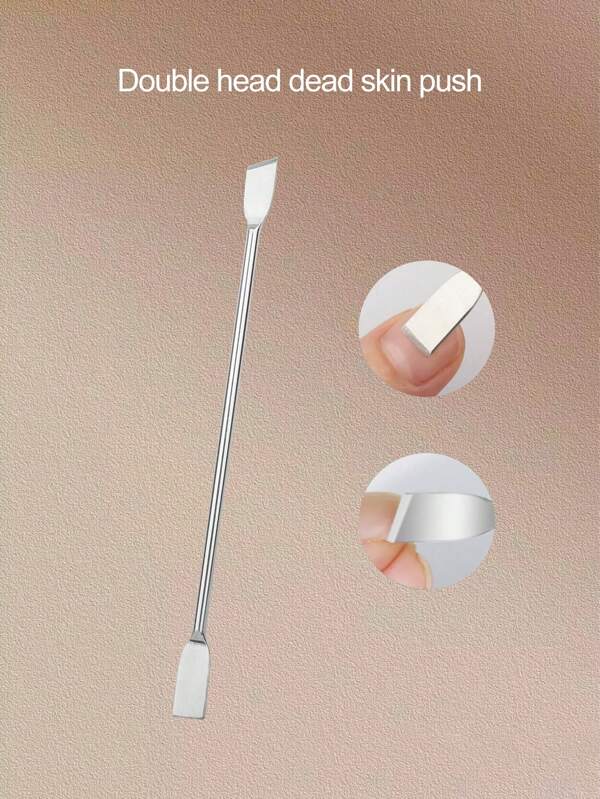 1pc Stainless Steel Double-Head Cuticle Remover, Multifunctional Nail Care Tool, Manicure Tool